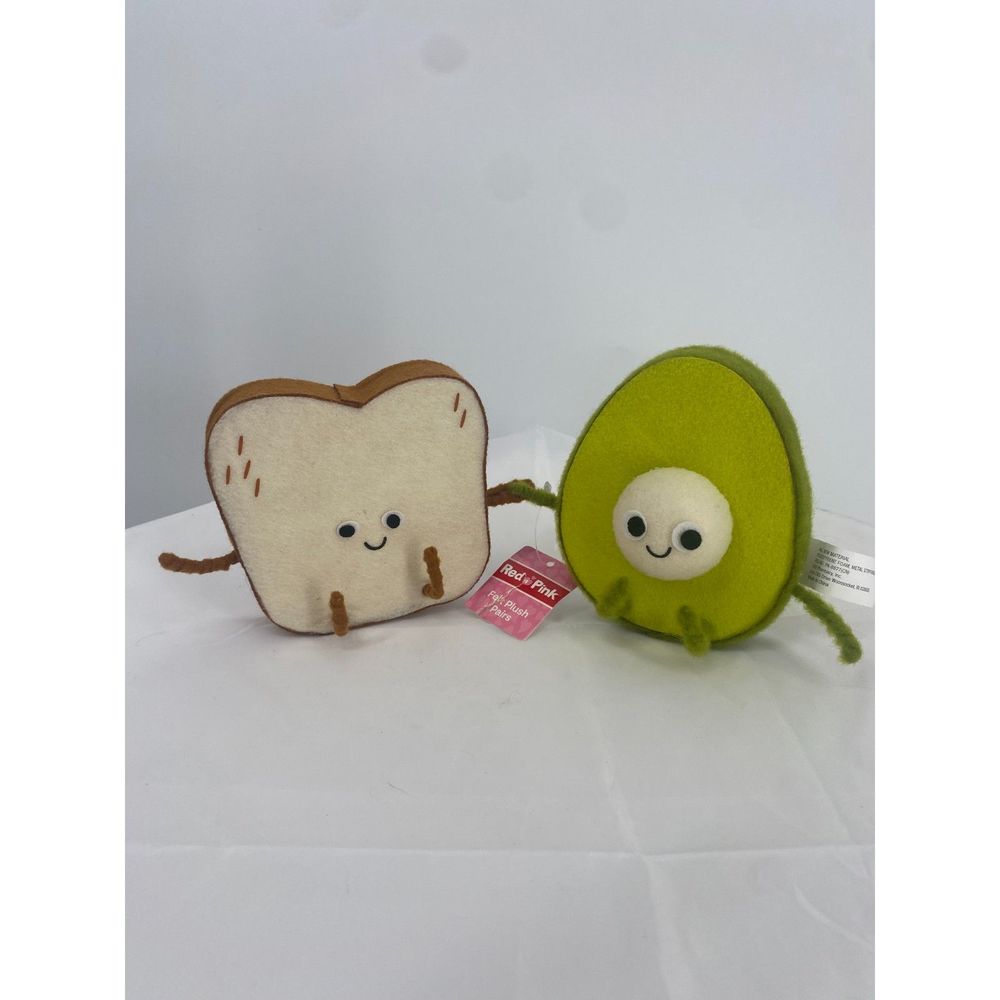 Red Pink Valentine's Day Felt Plush Pair Avocado to My Toast NWT